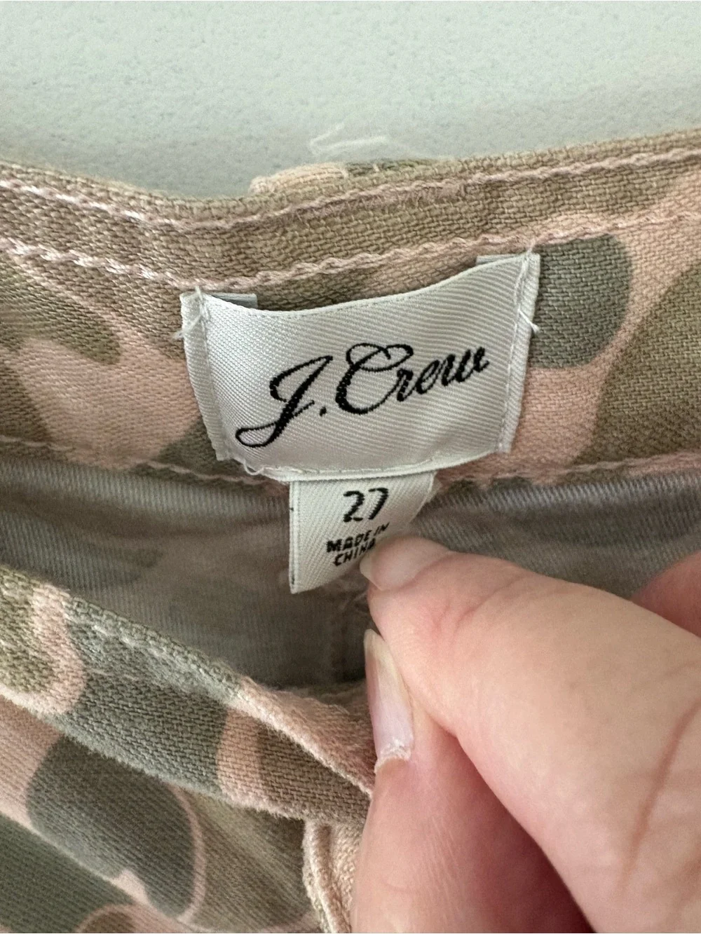 J. Crew Cinched Hem Cotton Camouflage Cargo Pants. Size 27.